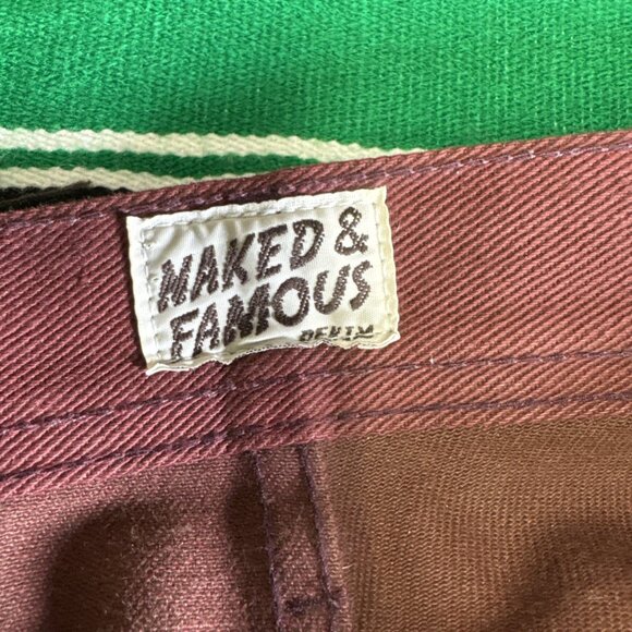 Naked & Famous Selvedge Jeans Mens 29x34 Pomegranate Denim Japanese Selvedge Red - Picture 9 of 13